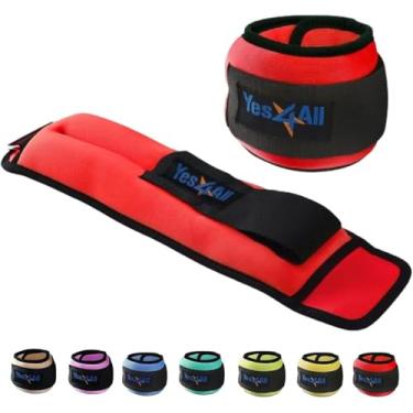 Imagem de Yes4All Par de pesos de pulso e tornozelo 0,5 kg - 4,5 kg para mulheres, homens alça ajustável - caminhada, corrida, pilates, academia de ginástica (2,3 kg x 2, vermelho)