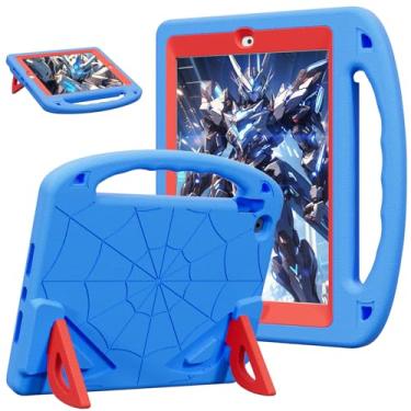 Imagem de LKOOZO Capa infantil para iPad 9ª/8ª/7ª geração (iPad 10,2 polegadas 2021/2020/2019), capa à prova de choque com protetor de tela (azul + vermelho)