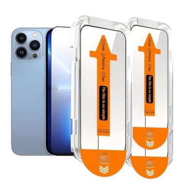 Imagem de Pacote com 3 protetores de tela para iPhone 13 Pro Max [6,7 polegadas], protetor de tela para iPhone 14 Plus com kit de alinhamento automático, poeira automática, película de vidro temperado