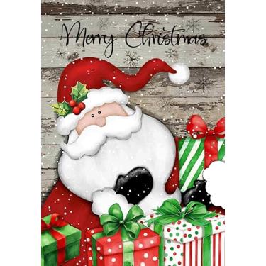 Imagem de Morigins Bandeira de jardim de Papai Noel, Feliz Natal, adequada para gramados de varanda frontal de fazenda, decorações de inverno ao ar livre, tamanho 12,5 × 18 polegadas (pequeno-12,5 × 18