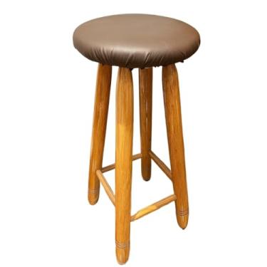 Imagem de Banqueta Alta Madeira Maciça 70cm Banqueta Balcão Tamborete Banco Alto - Estabilidade Superior e Design Clássico(ESTOFADO COM VERNIZ,60CM)