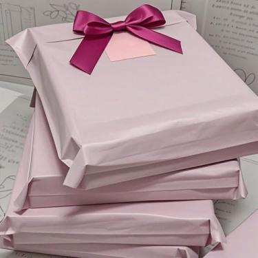 Imagem de 5 peças de sacos de presente com selo rosa - Embalagem multifuncional, sacos decorativos de correio/expresso para presentes, roupas, sapatos, festas de fim de ano e uso em pequenas empresas (17 x 30