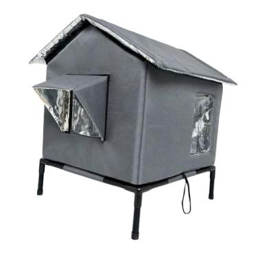 Imagem de Generic Casinha para gatos de exterior, abrigo para gatos selvagens, proteção com pés elevados, casinha para gatinhos para o inverno, quintal, jardim, Cinza, M