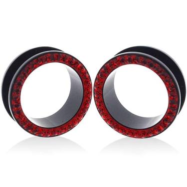 Imagem de (1 par) 8 g, 3 mm, 6 g, 4 mm, 5 mm a 0 g, 8 mm, 00 g, 10 mm a 1 polegada 26 mm com alargadores de orelha de zircônia cúbica CZ