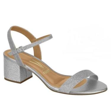 Imagem de Sandália Feminina Vizzano 6291900 Salto Baixo, 36, Prata