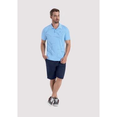 Imagem de Camiseta masculina fico polo meia malha penteada, Azul céu, GG