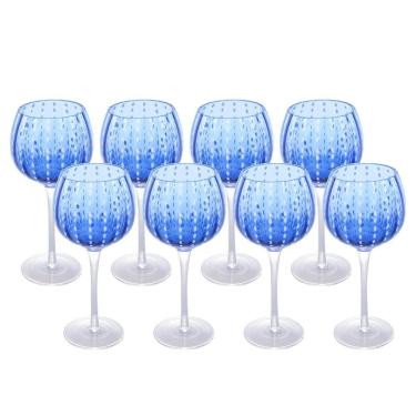 Imagem de Jogo 8 Taças Para Vinho De Vidro Orquídea Azul 450ml Wolff
