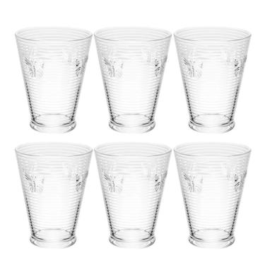 Imagem de Jogo 6 Copos De água Lines Butterfly Em Vidro Transparente Wolff 350ml