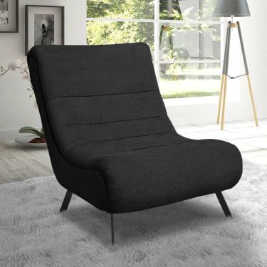 Imagem de Poltrona Com Pés Em Ferro Tecido Bouclé Vancouver – Lucadi Preto