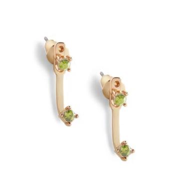 Imagem de Mint & Lily Brincos femininos com pingente de pedra do mês de nascimento – banhado a ouro 18 K sobre aço inoxidável, presente elegante para mulheres, 14mm, Aço inoxidável, Sem pedra preciosa