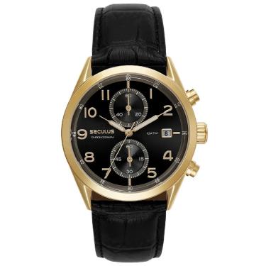 Imagem de Relógio Seculus Clássico 77338gpsvdc2 Couro Crocodilo Preto