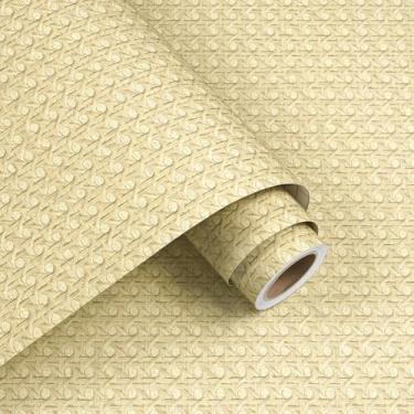 Imagem de Decotalk Papel de parede texturizado cinza e amarelo para quarto, tecido de grama, papel de parede