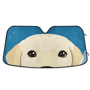 Imagem de Sonda de desenho animado capa de para-brisa de cachorro branco, sombra de janela de carro, bloqueador solar para carro, acessórios de janela de carro