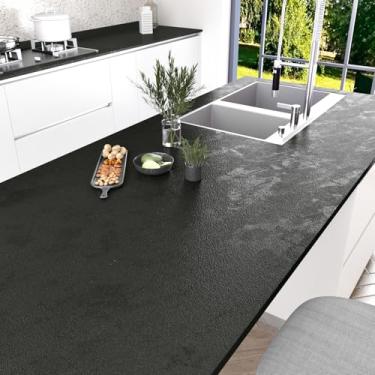 Imagem de Wallderful Papel de parede de concreto cinza escuro descasque e cole bancadas autoadesivas, papel de contato de cimento industrial, vintage, rolo de papel de parede texturizado para cozinha, banheiro