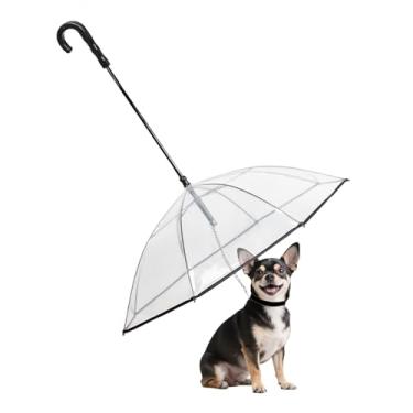 Imagem de Namsan Guarda-chuva para cães pequenos, coleira transparente para cães mantém os cães secos na chuva andando, guarda-chuva de chuva para cães pequenos com corrente de metal, montagem automática