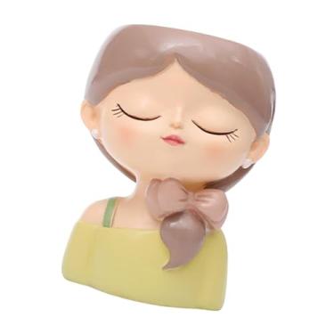 Imagem de RNXRZANK Vaso de Flores para Meninas, Resina, Criativo, Prático, Artesanal, Vaso de Flores, Floreira para Uso Interno E Externo, Escritório, Quarto, Style D, Tamanho real