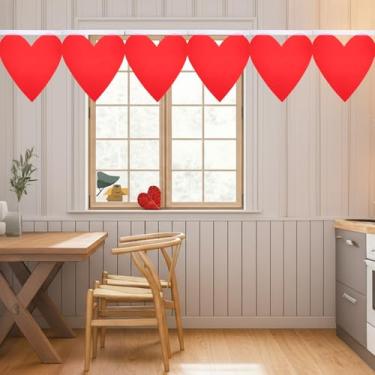 Imagem de Frienda 6 peças de cortinas de dia dos namorados românticas em formato de coração vermelho dos namorados, design exclusivo para o dia dos namorados, sala de aula, decoração de casa, artigos de festa