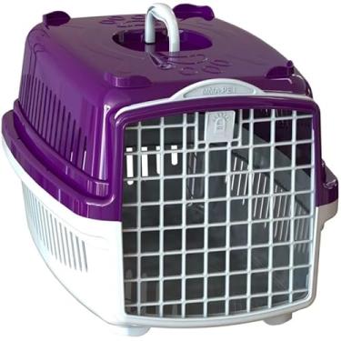 Imagem de Caixa de Transporte Pet para Cães e Gatos – Transportadora Resistente com Ventilação e Porta com Trava para Viagens e Veterinário(Lilas,Nº0 até 4kg)