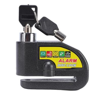 Imagem de Asixxsix Bloqueio de freio de disco de alarme de motocicleta, Bloqueio da roda de segurança anti roubo com alarme de 110dB e 2 chaves, IP65 prova de água, cabo de lembrete de 5 pés