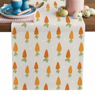 Imagem de Caminho de mesa de Páscoa, cenoura, primavera, 182 cm de comprimento, para o dia da Páscoa, bege, para jantar, cozinha, mesa, decoração de casa