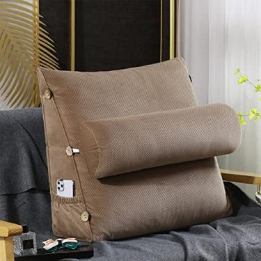 Imagem de BAGASI Almofada de leitura triangular, almofada de descanso para sofá-cama, almofada de cunha, descanso macio para as costas, almofada de cunha com almofada de pescoço ajustável, champanhe, 45 x 48 x