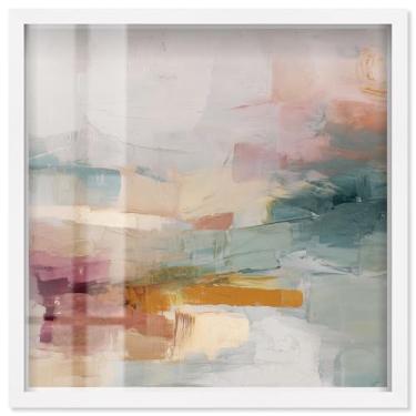 Imagem de Blended Shores I Shadowbox Print Sunset Wall Art por Art Remedy, moldura branca, 53 x 53 cm