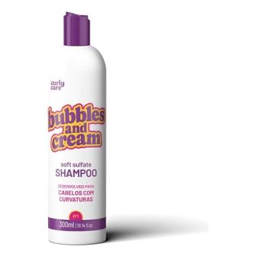Imagem de Curly Care Shampoo Bubbles and Cream, Sulfato Suave, 300ml, Groselha Negra e Manteiga de Coco, para Cabelos Cacheados Crespos e Ondulados, Roxo e Branco