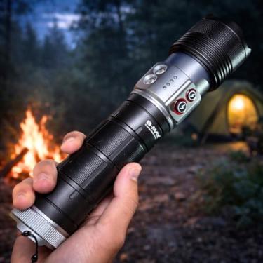 Imagem de Lanterna Tática Potente Longo Alcance Recarregável USB LED Alto Brilho Zoom Ajustável Prova D'água IPX4 Indicador de Bateria Para Caça Pesca Camping Segurança Patrimonial e Emergência