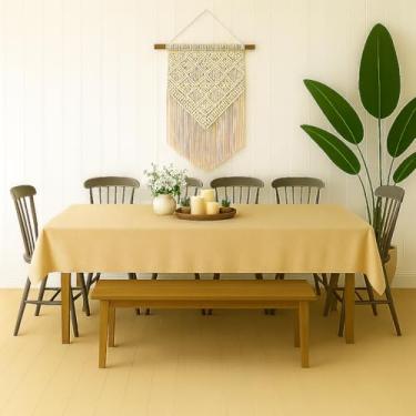 Imagem de Toalha de Mesa Linho Rústico Texturizada – 4 6 8 e 10 Lugares – Decoração de Sala e Jantar (Palha,1,40m (4 lugares))