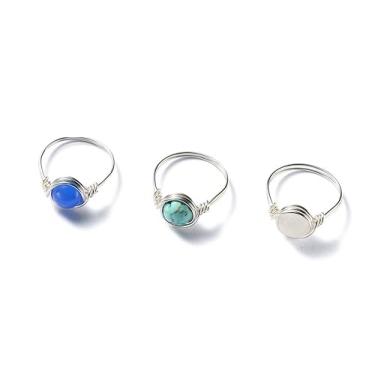 Imagem de Anéis de cristal natural e pedra - Tamanho 8 dos EUA - Quartzo rosa, ametista, turquesa e muito mais. Latão banhado com ouro amarelo 18k, prata esterlina, ouro rosa., Aço inoxidável cirúrgico com