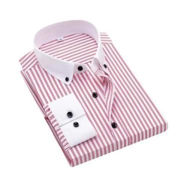 Imagem de Camisa Branca Slim Fit Masculina De Manga Longa Com Colarinho Windsor 