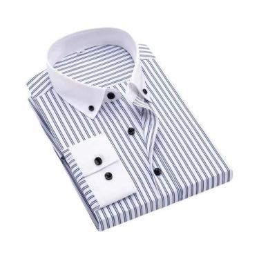 Imagem de Camisa Branca Slim Fit Masculina De Manga Longa Com Colarinho Windsor 