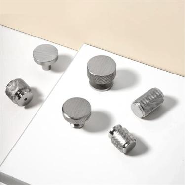 Imagem de HTNAFONI Puxadores de porta de armário simples redondos pretos dourados prateados puxadores de porta de armário e puxadores de gaveta ferragens de móveis 1 peça (832-prata)