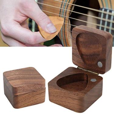 Imagem de Generic Palhetas de Madeira para Guitarra, Caixa de Armazenamento Durável para Peças de Guitarra, Madeira de Acácia para Entusiastas da Música