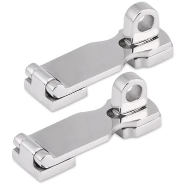 Imagem de Jwthee 2 peças de trava de barco, trava de porta marítima de 75 mm de aço inoxidável ferrolho de segurança resistente com suporte de olho de cadeado giratório para armário marítimo