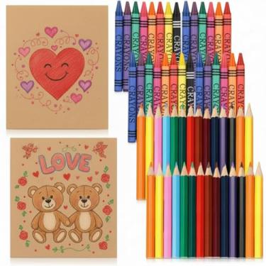 Imagem de Weekgrat 10 conjuntos de suprimentos para colorir, lápis de cor em caixa de papel kraft, mini lápis de cera pequenos, portátil, suprimentos de cor gorda para presentes