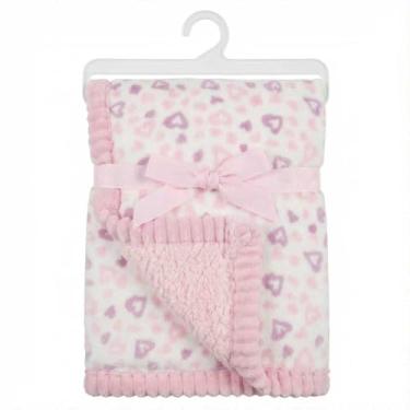 Imagem de Cobertor de pelúcia de coração rosa, cobertor de lã, cobertor ultramacio, leve, confortável, flanela dupla face, adequado para camas, sofá, viagens e acampamento (127 x 155 cm)