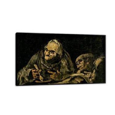 Imagem de Arte de parede Francisco Goya, duas pessoas idosas comendo, impressão em tela famosa reprodução de pinturas a óleo abstratas imagem de arte emoldurada para decoração de casa 85 x 50 cm (83.8x50.8 cm)