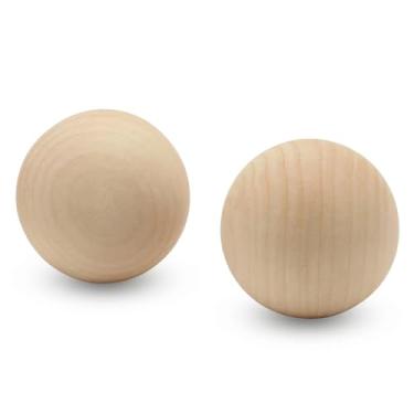 Imagem de YDJIANCAI 2 bolas de madeira inacabadas, esferas lisas de madeira de pinheiro para projetos DIY, pintura, queima de madeira – telas em branco naturais não pintadas para arte e artesanato (tamanho: 8
