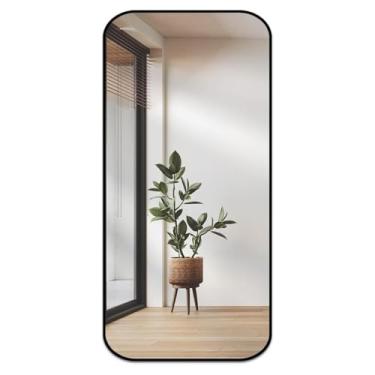 Imagem de Espelho de Corpo Inteiro Retangular Cantos Arredondado 110x53 – Elegância e Amplitude para Seu Ambiente (Caramelo)