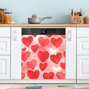 Imagem de ATTX Capa magnética para lava-louças Dia dos Namorados | Adesivo decorativo de eletrodomésticos de 58 x 66 cm para armários domésticos e eletrodomésticos #72