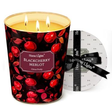Imagem de HomeLights Velas de cera de soja perfumadas para casa, 3 pavios em Blackcherry Merlot perfumadas, velas de aromaterapia, presente para festas, estilos relaxantes e ecléticos, 1000 ml