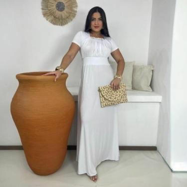 Imagem de Vestido Longo Plus Size Bolinhas Liso Moda Evangélica Feminina - MISS 