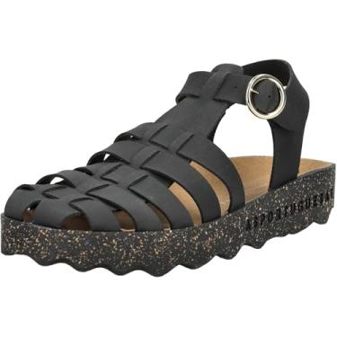 Imagem de Asportuguesas CALIX277ASP Sandália feminina de cortiça com fecho de fivela, Nobuck preto, 41