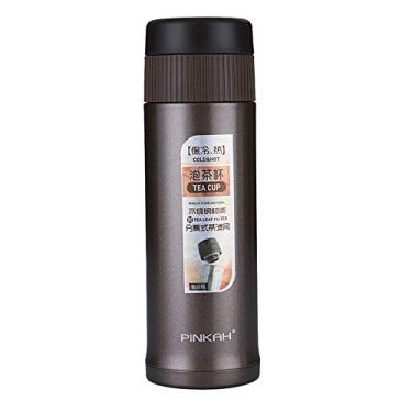Imagem de Pinkah Thermos 500 ml com filtro de chá e café 2 camadas de aço inoxidável 304 garrafa de água térmica à prova de vazamento caneca de café para viagem (marrom 50 ml)