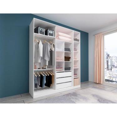 Imagem de Guarda Roupa Closet sem Portas 2 Peças, 3 Gavetas, 2 Cabideiros Branco