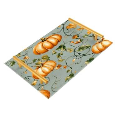 Imagem de xigua Bandeja de banheiro de abóboras de outono com alças bandeja de servir antiderrapante para mesa de centro, organizador de bancada de cabeceira bandeja de decoração de acrílico para decoração de