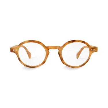 Imagem de Óculos de Grau Saint Germain Redondo Vero Toffee, Design Retrô, Acabamento Marmorizado, Lentes Policarbonato, Unissex