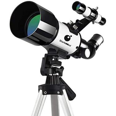 Imagem de pcagfaajmh Telescópio astronômico refrativo, pesquisa inteligente por estrelas, telescópio espelhado Zenith de 48° com tripé para ajuste de 360°