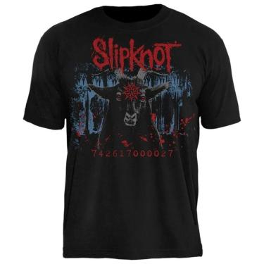 Imagem de Camiseta de Banda Stamp Slipknot em Algodão manga Curta Gola Redonda-Unissex